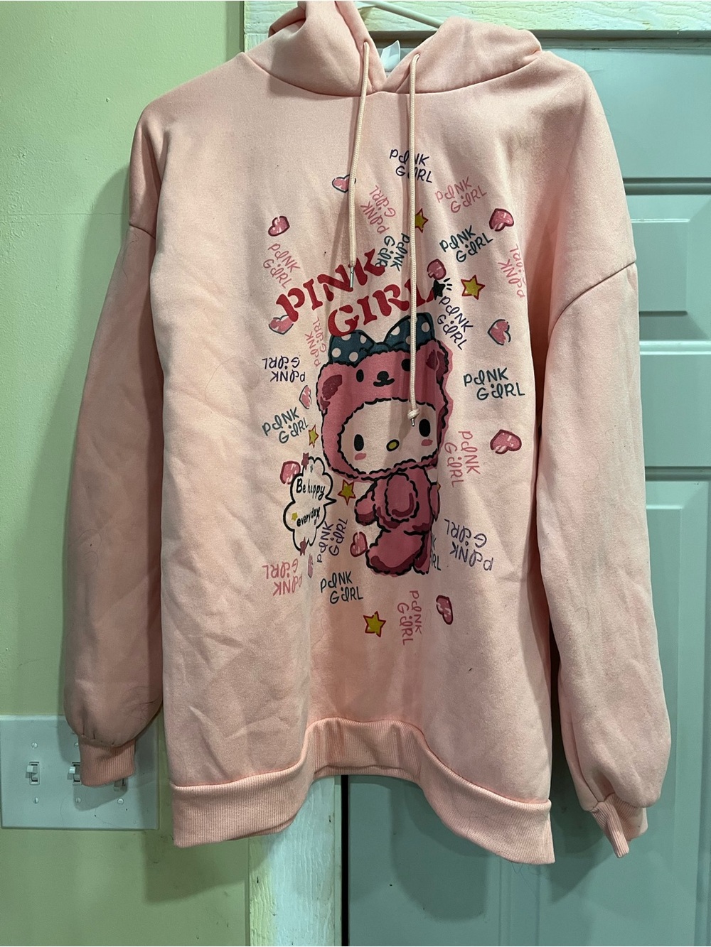 Women’s anime fashion kawaii pink girl hello kitty hoodie alt grunge goth pink